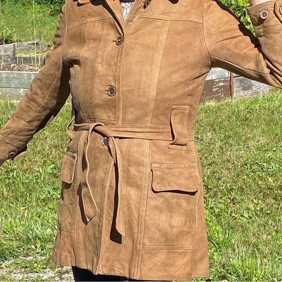 New England Sportswear Suede Leather Coat mid thigh length, zippered inner liner - Picture 10 of 12